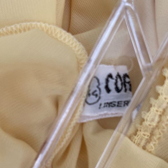 Corolle Lingerie De Luxe Vintage Bright Yellow Nightgown Lace Size 44 / S - Picture 6 of 10